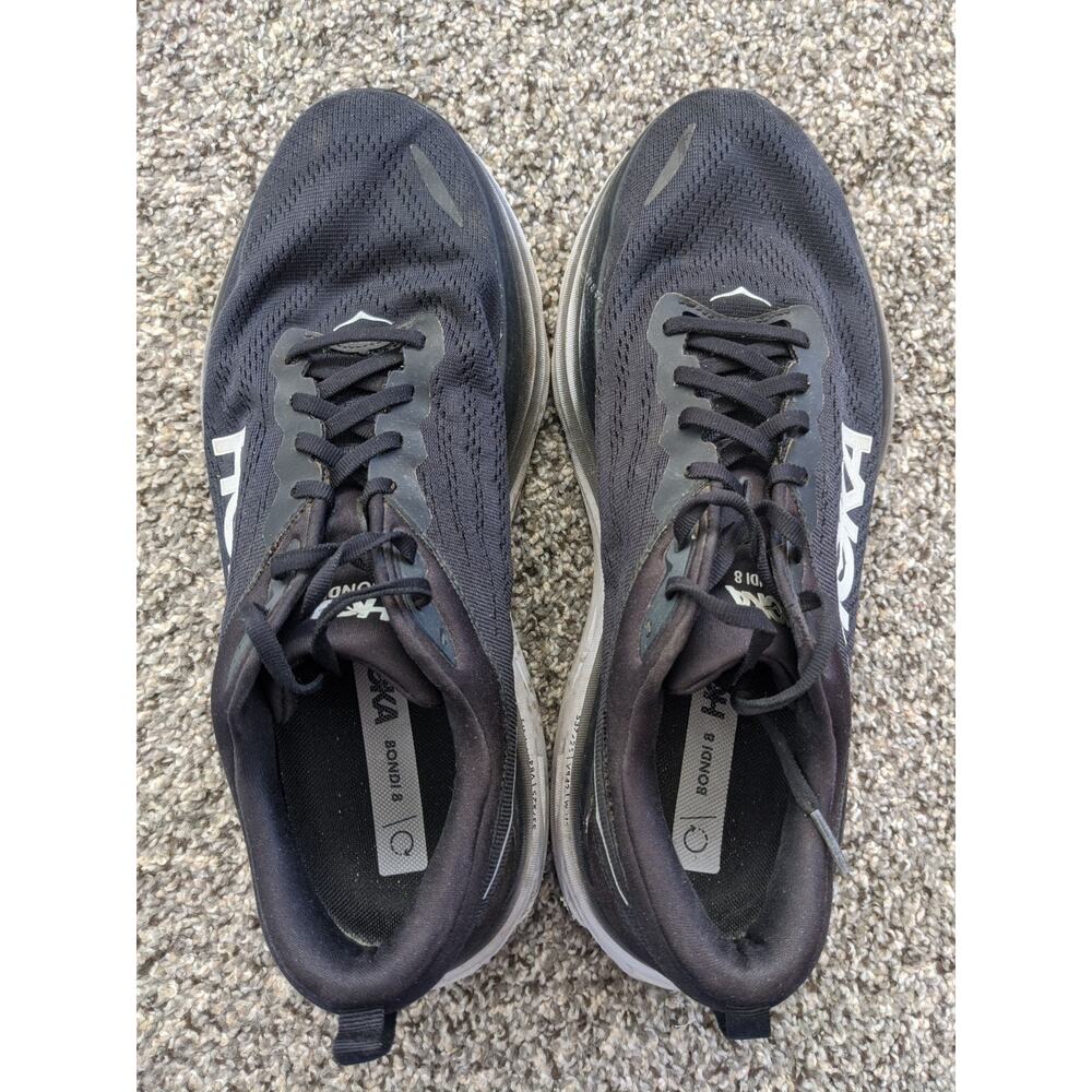 Hoka One One Bondi 8 Black White Mens Size 12.5 EE Sneakers Running Shoes